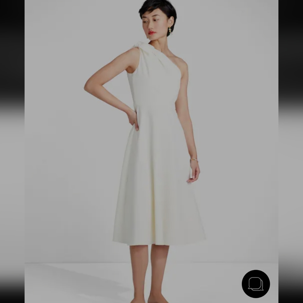 KATE SPADE TWILL ONE SHOULDER STRETCH COTTON CREAM COLOR DRESS